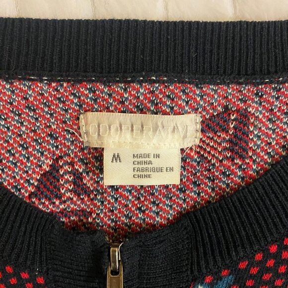 🛥️ Adorable Nautical Style Zip-up 3/4 Length Sleeve Vintage Cooperative Sweater - Picture 3 of 5